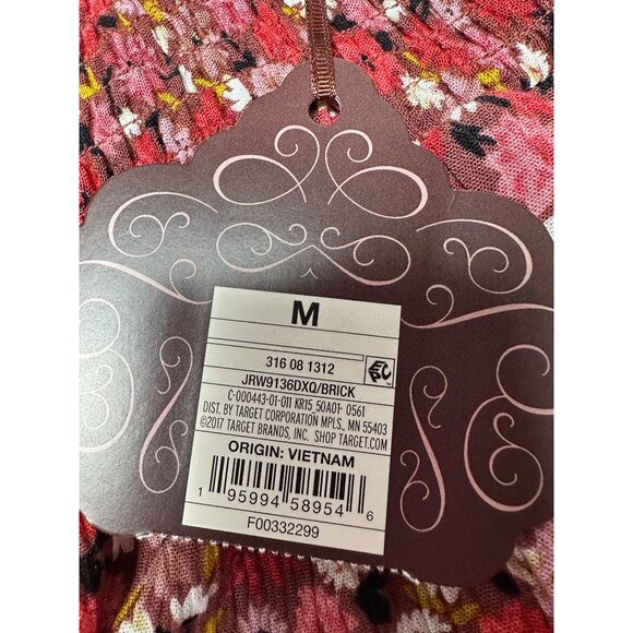 NEW Knox Rose Boho Floral Smocked Peasant Top Medium Long Sleeve Blouse Ruffle - Picture 6 of 12